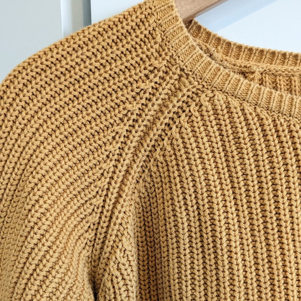 525 America mustard yellow split back knit sweater